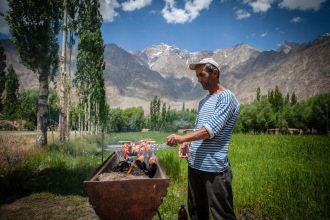 A welcome break for a shashlik in a small roadside restaurant along the main Pamir Highway. With growing number of visitors passing by, guesthouses and restaurants are easier to find along the main Pamir Highway or the M41.